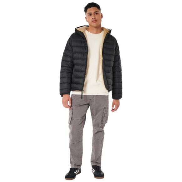 Hollister Men Puffer Jacket Collection, Black - Picture 1 of 6
